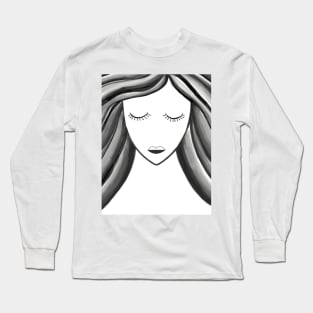 Empowered Lady in Black With Flowing Hair Long Sleeve T-Shirt